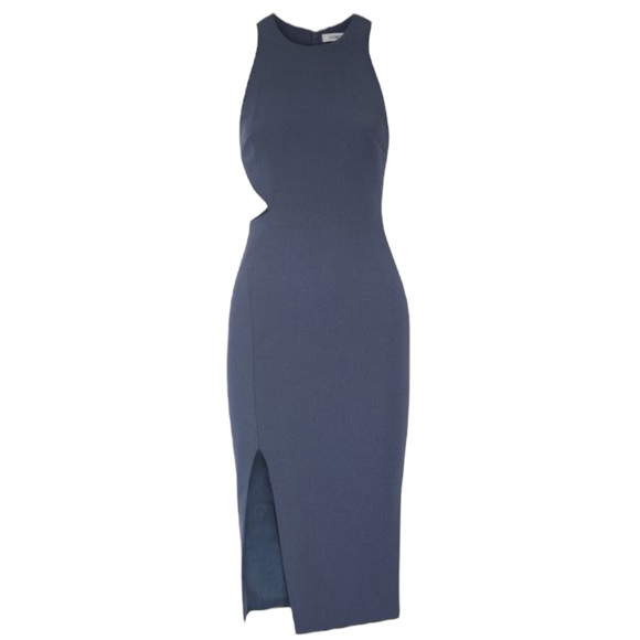 ELIZABETH and JAMES Cutout‎ Waist Slit Dress sz 12 Giulia Wedding Party Blue NEW - Picture 1 of 9